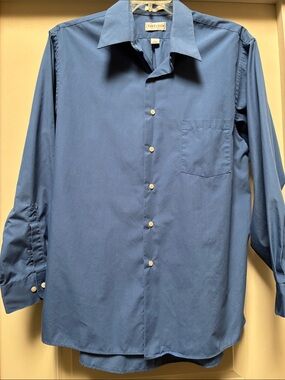 Van Heusen Solid Blue Long-Sleeve Dress Shirt